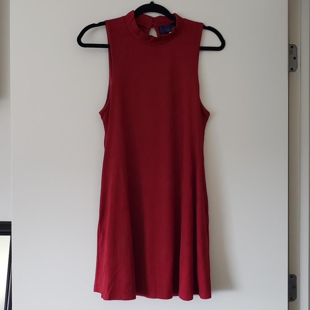 Red suede A-line Dress